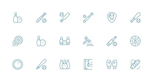 Strike Icon Set with 18 Minimal Line Graphics Organized Pack for Project Assets vector