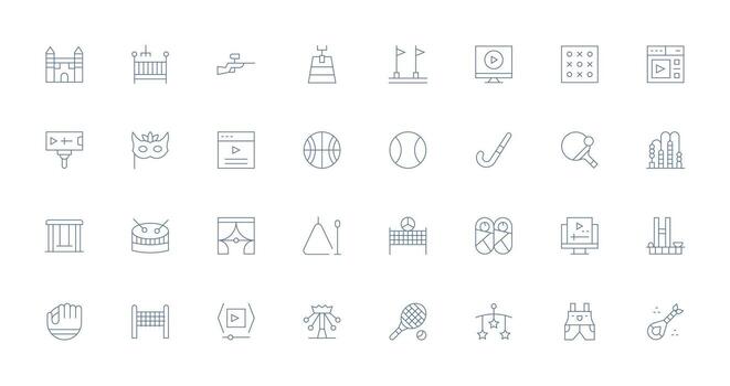 Play featuring 32 Icons in Thin Line Design Scalable Icons for Cross-Platform Interfaces vector