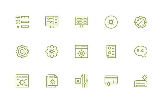 15 Icons for Preferences in Regular Line Format Display Icon Pack vector