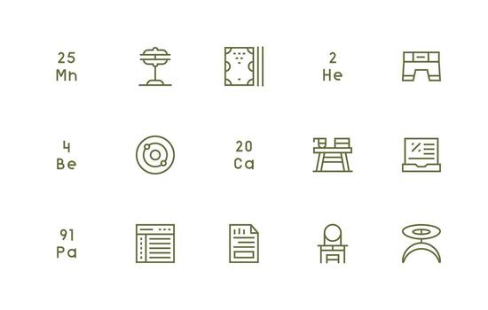 Regular Line Style Table Icons with 15 Vectors Quick Access Icons for UI Development