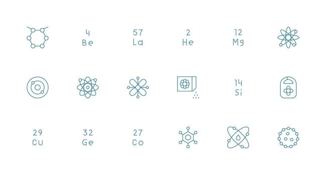 Minimal Line Style Atom Icons with 18 Vectors Functional Icon Series
