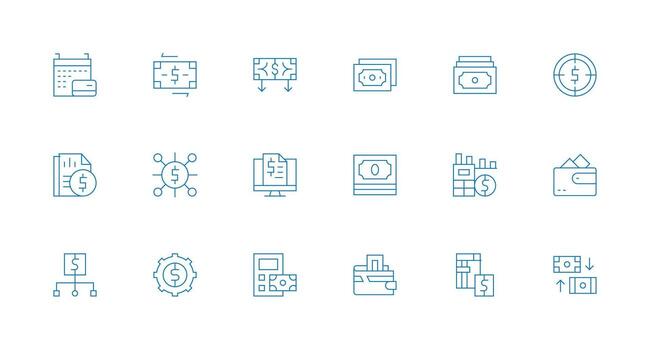 Cashflow Set with 18 Minimal Line Icons Multi-Purpose Icon Set vector