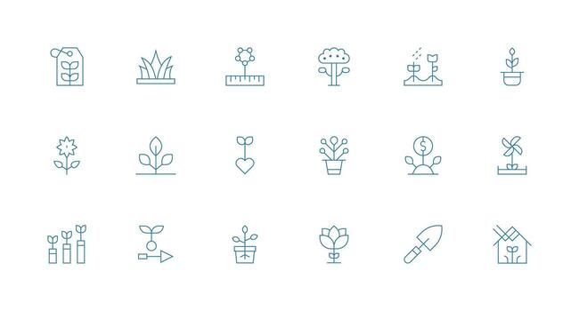 Sprout Set with 18 Minimal Line Icons Neutral Style Icons for Any Project vector
