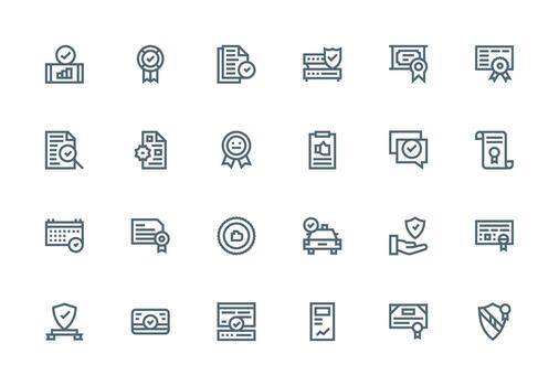 24 Icons for Validated in Thick Line Line Format Clear and Concise Icon Set Collection vector