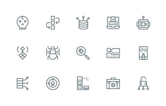 15 Regular Line Icons for System Graphics Sharp Icons for Presentations vector