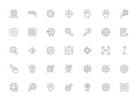 35 Light Line Icons for Focus Graphics Quick Access Icons for UI Development vector
