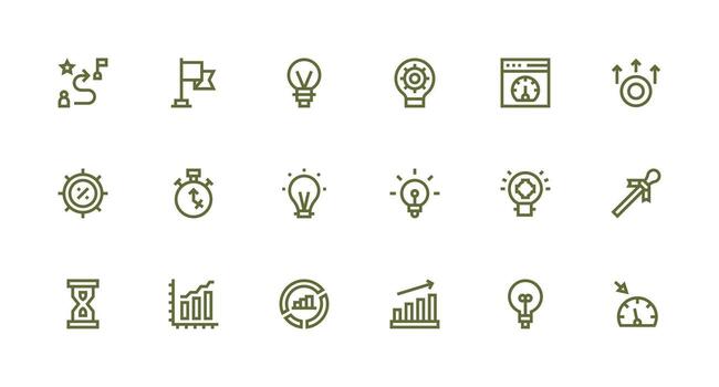 Progreso indicador icono conjunto con 18 fuerte carrera línea gráficos neutral estilo íconos para ninguna proyecto vector