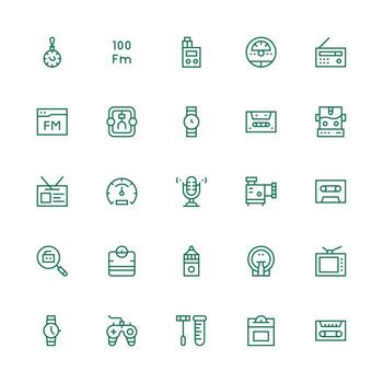 25 Analog Icons in Medium Stroke Outline Aesthetic Neatly Designed Icons for Web Platforms vector