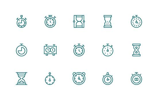 15 Icons for Elapsed Time in Regular Line Format Display Icon Pack vector