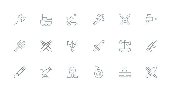 Attack Set with 18 Minimal Line Icons Essential Icon Set for Teams vector