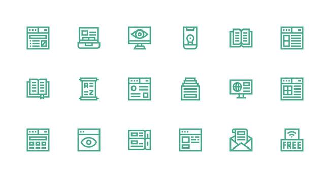 Strong Stroke Line Icons from Content Set with 18 Vectors Scalable Icons for Cross-Platform Interfaces