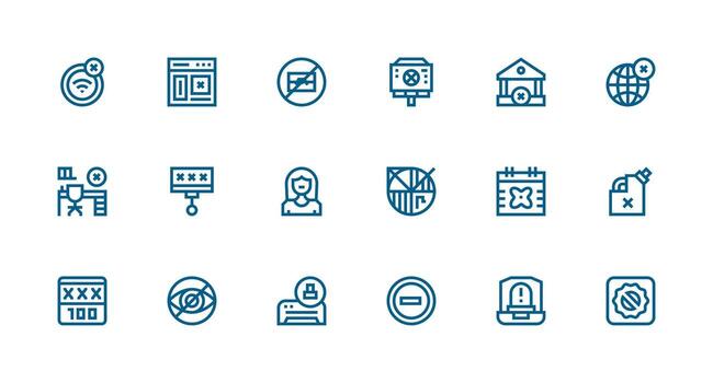 Strong Stroke Line Style Blocked Icons with 18 Vectors Balanced Icon Set for Functional Design