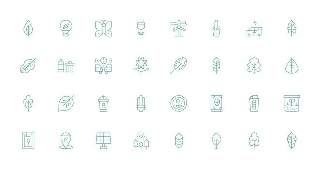 Eco Design Icons featuring 32 in Thin Line Style Web and App Icon Pack Collection vector