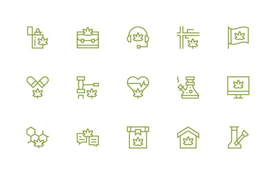 Marijuana including 15 Regular Line Illustrations Multi-Style Icons for Creative Projects vector