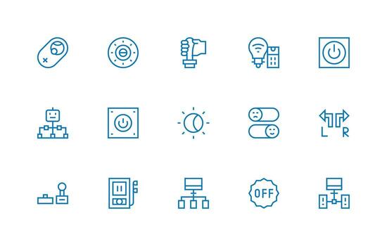Switch Visual Pack containing 15 Regular Line Icons Sharp Icons for Presentations vector