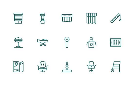 15 regular línea vectores para ajustable tema tablero icono serie