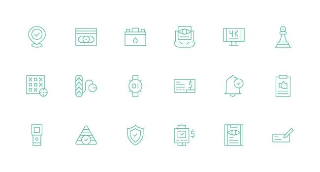 Minimal Line Style Check Icons with 18 Vectors Customizable Icon Series for Mobile Screens