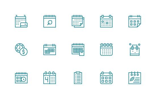 Yearly Icon Set with 15 Regular Line Graphics Web and App Icon Pack Collection vector