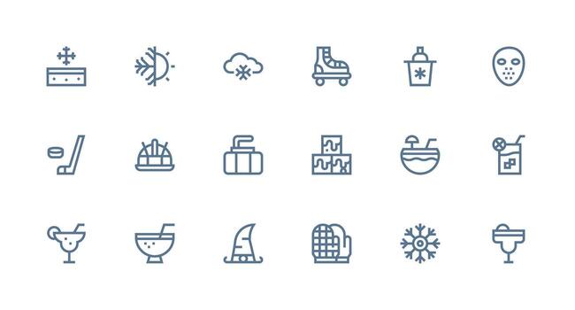 Ice Design Icons featuring 18 in Strong Stroke Line Style All Device Compatible Icon Set vector
