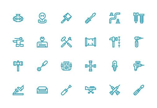 24 Thick Line Line Icons for Repairing Graphics Essential Icons for Rapid UI Building vector