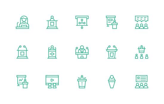 15 Regular Line Icons for Lecture Graphics Simple Icon Pack vector
