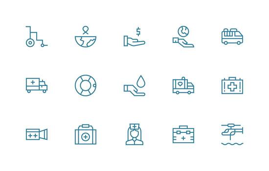 Aid Set with 15 Regular Line Icons Minimal Icon Set for Interface Projects vector