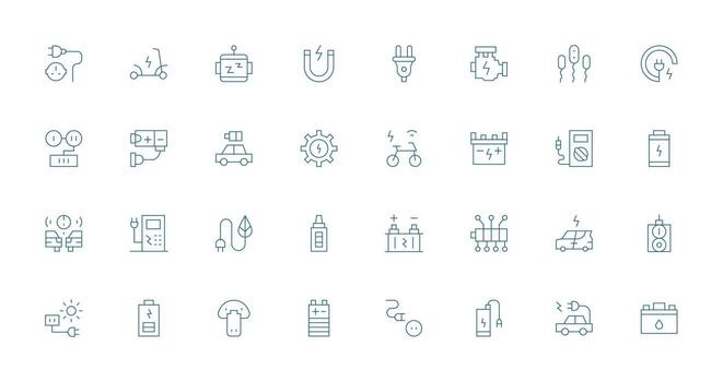 Charging featuring 32 Icons in Thin Line Design Smart Icon Collection vector