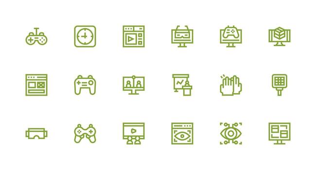 18 Icons for Interactive in Strong Stroke Line Format Editable Icon Collection vector