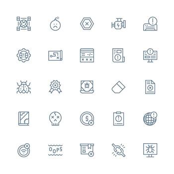 25 medio carrera contorno estilo íconos desde error colección icono conjunto vector