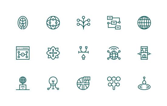 Connection Point Set with 15 Regular Line Icons Dashboard Icon Series vector