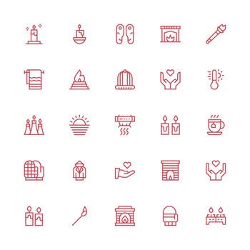 25 Icons for Warmth in Medium Stroke Outline Format Interface Icon Collection for Daily Projects vector