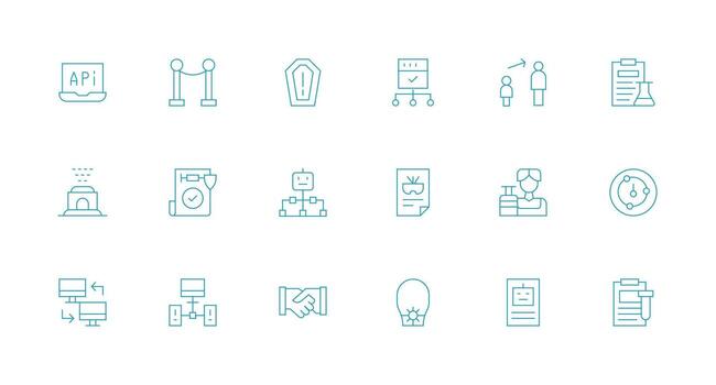 protocolo presentando 18 íconos en mínimo línea diseño creativo icono conjunto vector