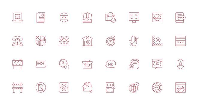 Access Denied Design Icons featuring 32 in Thin Line Style Multi-Style Icon Collection vector