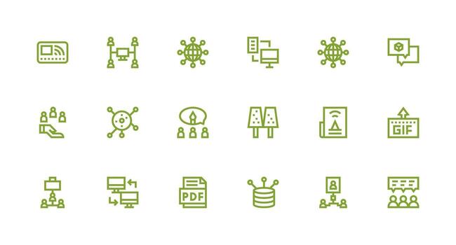 18 Strong Stroke Line Icons for Sharing Graphics Scalable Icon Pack vector