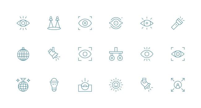 Spotlight Icon Set with 18 Minimal Line Graphics Reliable Icons for All Interfaces vector