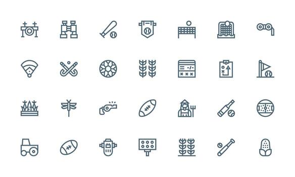 Bold Line Style Field Icons with 28 Vectors Lightweight Icon Series for Fast Prototypes