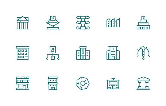 Structure Visual Pack containing 15 Regular Line Icons Reliable Icons for All Interfaces vector