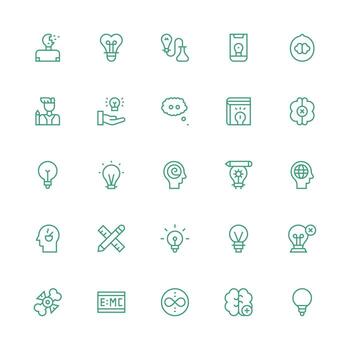 Concept including 25 Medium Stroke Outline Illustrations Clear and Concise Icon Set Collection vector