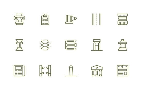 regular línea íconos desde columna conjunto con 15 vectores aplicación icono paquete