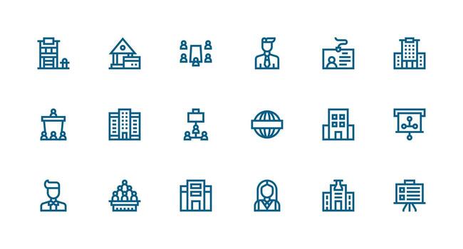 Strong Stroke Line Style Corporate Icons with 18 Vectors Clean Icon Set Icon Pack for UI Projects