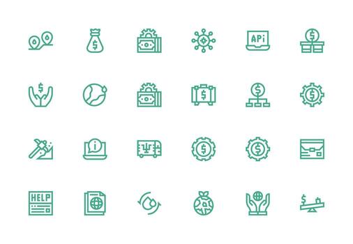 24 grueso línea línea estilo íconos desde recursos colección básico icono serie vector