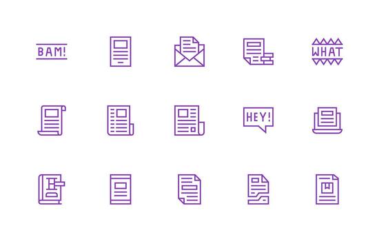 15 regular línea íconos para palabra gráficos tablero icono serie vector