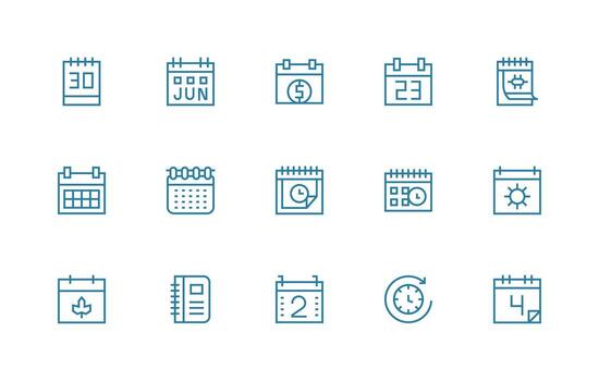Monthly Visual Pack containing 15 Regular Line Icons Interface Icon Collection for Daily Projects vector