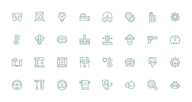Gauge Design Icons featuring 32 in Thin Line Style Versatile Icon Collection for Designers vector