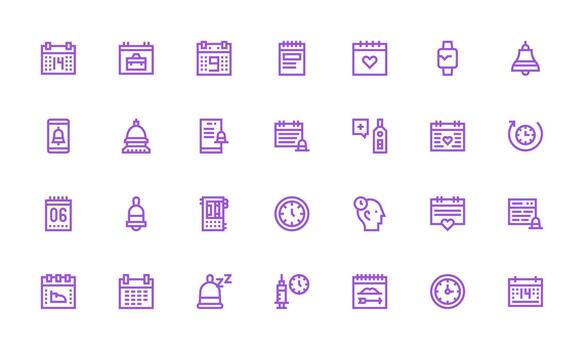 Reminder Design Icons featuring 28 in Bold Line Style High-Resolution Icons for Any Platform vector