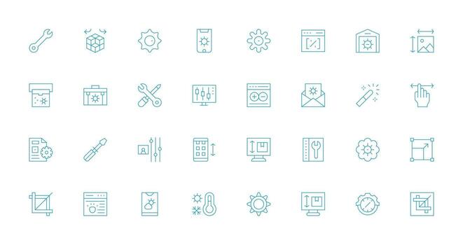 32 Icons for Adjust in Thin Line Format All-Purpose Icon Design Pack vector