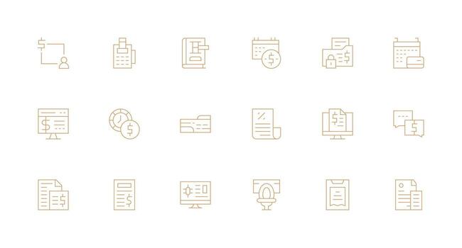 Billing Set with 18 Minimal Line Icons Fully Editable Icon Set for Web vector