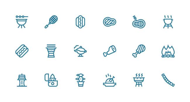 Strong Stroke Line Icons from Bbq Set with 18 Vectors Essential Icons for Rapid UI Building