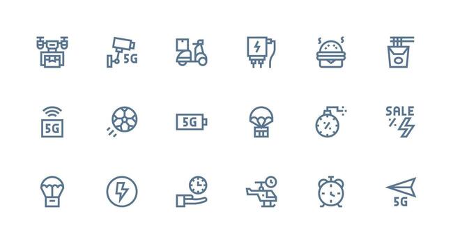 Fast Visual Pack containing 18 Strong Stroke Line Icons Flexible Icon System for Web Interfaces vector