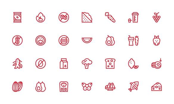 28 Bold Line Vectors for Diet Theme Interface Icon Collection for Daily Projects